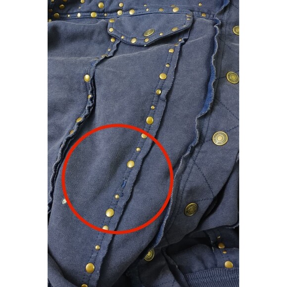 Free People We The Free Keeping On Trucker Jacket Sweatshirt Top Studs S 283160 - Picture 6 of 8